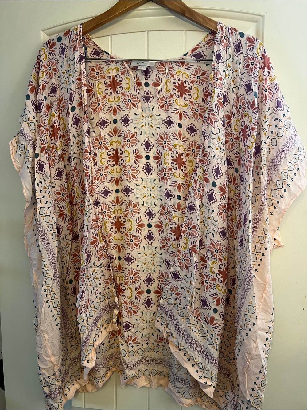 Women’s Floral Mosaic Open Kimono Cardigan - Multi Colored